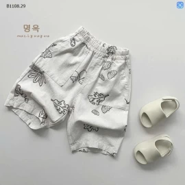 Quần lửng vải lanh in họa tiết tự nhiên  phong cách Hàn Quốc -Giá sỉ 148k