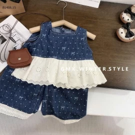 SÉT BBD JEANS NƠ PHỐI REN- sỉ 220k