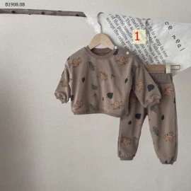 Bộ đồ hai mảnh in họa tiết lá táo tay dài INS cho bé- 135k/bộ