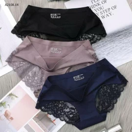 QUẦN LÓT KHÔNG VIỀN PHỐI REN  - Sỉ 130ca/ set 6c mix màu