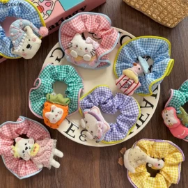 DÂY BUỘC TÓC CARO GẮN BÚP BÊ-Giá sỉ 30k