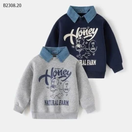 ÁO NỈ CỔ JEAN Wellkids-Giá sỉ 108k
