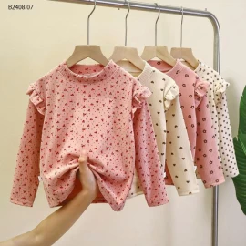 Áo sơ mi họa tiết hoa mùa thu đông cho bé -Giá sỉ 63k