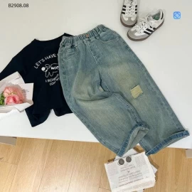 Quần jeans rách co giãn nhẹ  ống đứng  nhà  AMBBKIDS-Giá sỉ  sz 90-150: 201k  sz 160: 223k 
