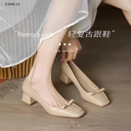 GIÀY CAO GÓT MŨI VUÔNG GẮN NƠ CHO NỮ-Giá sỉ 160k