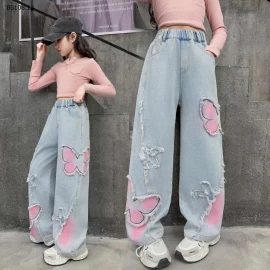 Quần jeans suông cánh bướm cho bé gái -Giá sỉ 190k