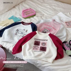 ÁO NỈ LABUBU PHỐI MÀU TAY-Giá sỉ 159k