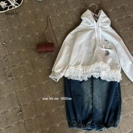  ÁO HOODIE nơ thêu nỉ-Giá sỉ  áo: 148k 