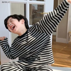 BỘ NGỦ DÀI TAY KẺ NGANG CHO BÉ TRAI-Giá sỉ 125k