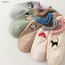 COMBO 12 TẤT LƯỜI CỔ NGẮN - sỉ 65k/set 12 đôi mix