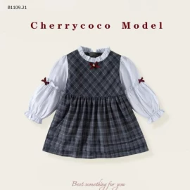 Váy kẻ phối tay nhà Cherycoco  - sỉ 233k