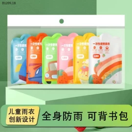 SET 12 ÁO MƯA 1 LẦN SIÊU DAI CHO BÉ -Giá sỉ 58k/1 set 12 chiếc mix màu 