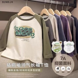 ÁO THUN DÀI TAY PHỐI MÀU CHO BÉ -Giá sỉ size 80-120   49k size 130-160   58k