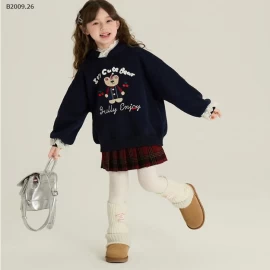  ÁO NỈ VIỀN REN CHO BÉ GÁI-Giá sỉ  #áo nỉ  size 90-150: 190k  sz 160: 208k   #chây váy  size 110-150 giá 179k size 160 giá 190k