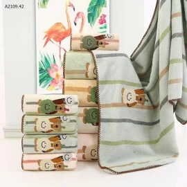 COMBO 2C KHĂN TẮM THÊU GẤU SZ ĐẠI  - Giá sỉ 135k/ combo 2c mix màu