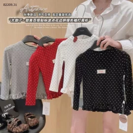 ÁO CHẤM BI DÀI TAY BG - Giá sỉ 80-120   69k 130-160   78k