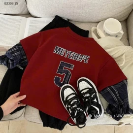 ÁO NỈ TAY PHỐI SƠ MI SỐ 5 -Giá sỉ 168k