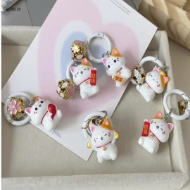  Set 6c Móc khóa chuông 3D Mèo Thần Tài  - Giá sỉ 50k/1 set 