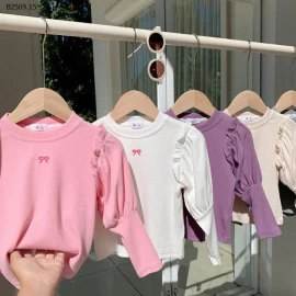 Áo thun nữ cổ tròn thêu nơ phong cách Hàn Quốc- sỉ 103k