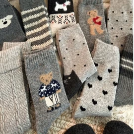 SET 10Đ TẤT GẤU TONE XÁM CỰC ĐẸP-Giá sỉ 82k.1 set 10 đôi mix màu 