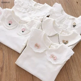 Áo dài tay bé gái cổ bèo siêu xinh  - sỉ 96k