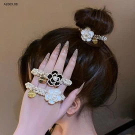 SET 2C DÂY BUỘC TÓC HOA TRÀ -Giá sỉ 38k/2c