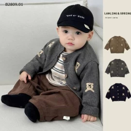 Set ÁO KHOÁC CARDIGAN HỌA TIẾT GẤU CHO BÉ -Giá sỉ   mẫu 1-2-3 : Áo khoác len cardigan giá 156k mẫu 4-5 : quần giá 110k mẫu 6-7 : áo phông dài tay giá 99k