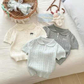 ÁO DỆT KIM CỔ SEN BÉ GÁI -Giá sỉ 130k