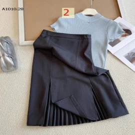 CHÂN VÁY CẠP CAO XẺ TÀ XẾP LY NEW 2025 HÃNG ANNA- sỉ 217k