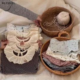 Bộ đồ ngủ hai mảnh cổ sen dễ thương phong cách Hàn Quốc cho bé nhà Linaxi - gia sỉ  size 90-120 : 140k size 130-160 : 164k