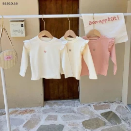 Áo thun dài tay thêu họa tiết tình yêu phong cách Hàn Quốc cho bé- sỉ giá 102k