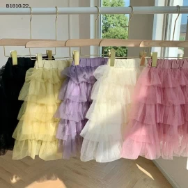 Váy trẻ em E-cabinet  vải tuyn trơn màu bé gái - sỉ giá 126k/chiếc