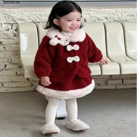 SET NỈ LÔNG 3 MÓN CHO BÉ - Giá sỉ set đỏ: 355k  áo kem: 142k