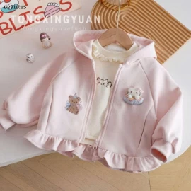 ÁO KHOÁC HỒNG BÉ GÁI CÓ MŨ-Giá sỉ 165k