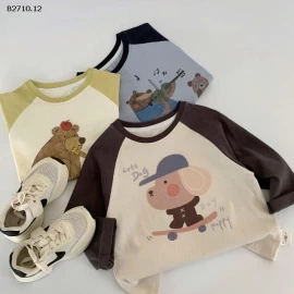 Áo thun  in họa tiết hoạt hình cho bé  nhà Huzhou Zhili - sỉ 112k 