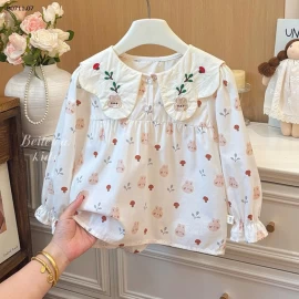 Áo sơ mi trẻ em cotton babydoll cổ sen -Giá sỉ 94k