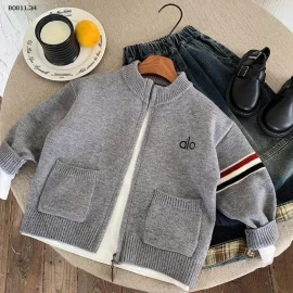 Áo len ALO xám khóa kéo BT -Giá sỉ Sz 90-120: 173k Sz 140-160:187k 