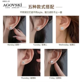 SET 5 ĐÔI KHUYÊN TAI BẠC S999 AGOVSKI  - sỉ 170k/set 5đôi