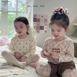 Bộ đồ ngủ cotton xoăn  nhà Hey Honey  thu đông cho bé nhà- sỉ giá  size 90-110 giá 138k size 120-130 giá 150k size 140-150 giá 164k