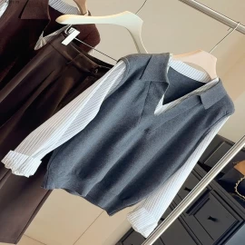 Áo len mix sơmi nhà ANNA mẫu mới  - sỉ 228k