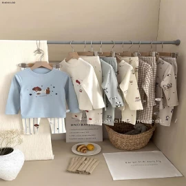 Bộ đồ mặc nhà không len thu đông cho trẻ em-Giá sỉ 83k/bộ