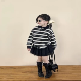 SET ÁO THUN KẺ CỔ POLO MIX CHÂN VÁY BG-Giá sỉ  áo: 173k  chân váy : 165k 