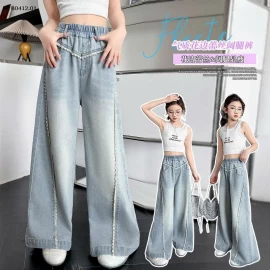 QUẦN JEAN SUÔNG RỘNG VIỀN REN BÉ GÁI-sỉ 200k