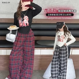 ÁO CROPTOP VẠT CHÉO & QUẦN SUÔNG CARO BG - Giá sỉ áo 160k quần 199k