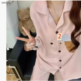  Bộ đồ ngủ nữ cổ áo nhung lụa, lót lông cừu-Giá sỉ 280k 