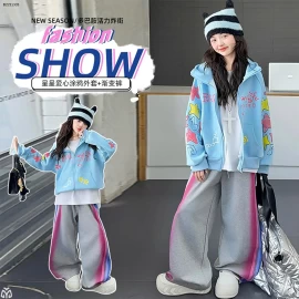 SET ÁO KHOÁC NỈ MIX QUẦN SUÔNG PHỐI MÀU - Giá sỉ áo: 260k quần: 215k