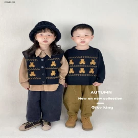 Áo len trẻ em hình gấu ôm dễ thương, mẫu mới thu đông 2025-Giá sỉ 190k