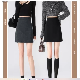 Chân váy ngắn dáng chữ A cạp cao  bằng len dành cho nữ  Giá sỉ 119k