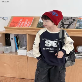 Áo thun nỉ  tay raglan cổ tròn phối màu cá tính  Elmo Baby Kids AMBB4-Giá sỉ  sz 90-150 : 160k Sz 160 : 173k Sz 170 : 188k