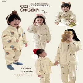 Bộ đồ ngủ mặc nhà cao cấp lót lông cừu kiểu Hàn Quốc- Giá sỉ  sz 90-140  : 207k sz M - L : 285k